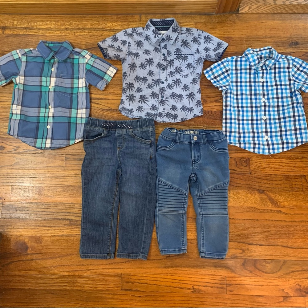Baby Toddler Clothes Bundle
Plaid ButtonDown Shirt
Jean Pants
Check
Palm Tree